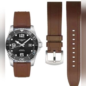 New 22mm Brown FKM Fluororubber Rubber Watch Band